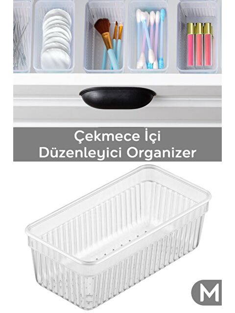 Meleni Home Modüler Çekmece İçi Düzenleyici Banyo Makyaj Takı Organizer Ofis Düzenleyici 15 3 x 7 8 cm Şeffaf - S000385534-26865