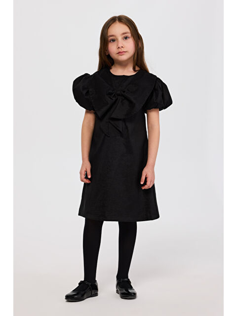 Panço Kız Çocuk Fiyonklu Siyah Parti Elbisesi - S000524515-19351