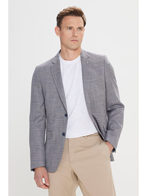 Altınyıldız Classics Erkek Lacivert Comfort Fit Rahat Kesim Mono Yaka Casual Blazer Ceket