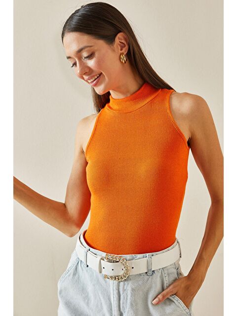 Xhan Turuncu Yarım Balıklı Boğazlı Bluz 5YXK2-48730-11 - S000229763-20013