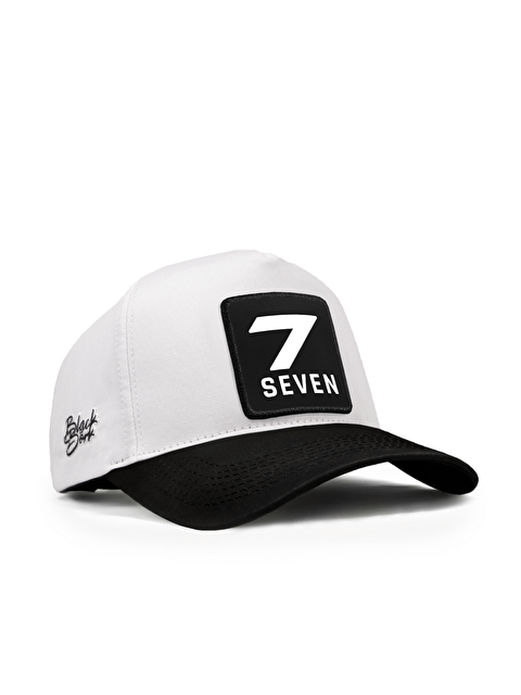 BlackBörk 7 Numara Logolu Siyah-Beyaz Beyzbol Premium Şapka