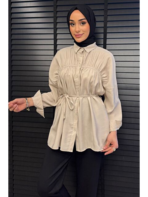 Julude Kadın Ön Büzgü Detaylı Bel Bağlamalı Tesettür Tunik - S000386591-25636