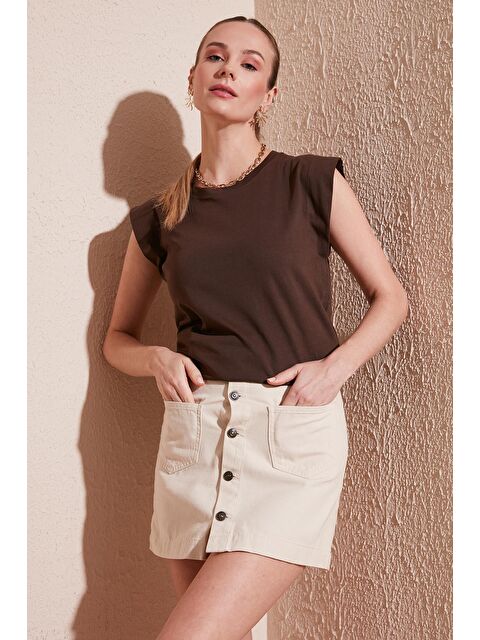 Lela % 100 Pamuklu Bisiklet Yaka Kolsuz T Shirt Kadın T Shirt 5864019 - S000001316-18645