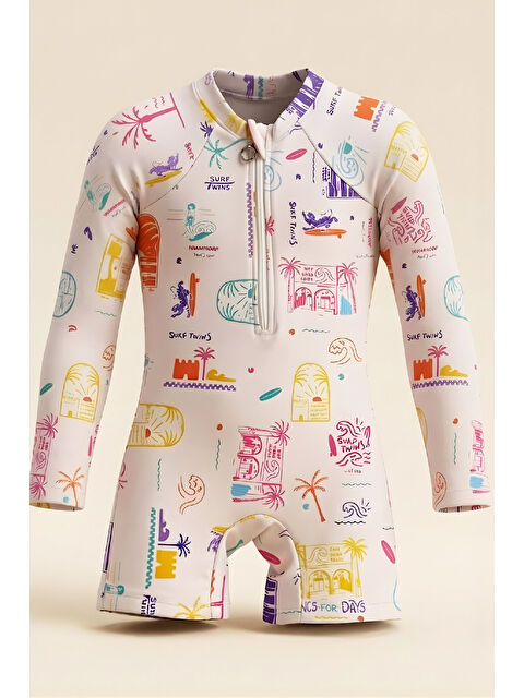 Modanino Erkek Bebek Tulum Mayo-Uzun Kollu ve Fermuarlı 9-24 Ay 12626B