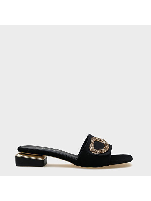 Capone Outfitters Malva Yuvarlak Küt Burunlu Taşlı Tokalı Kadın Kısa Topuklu Terlik - S000514252-19351