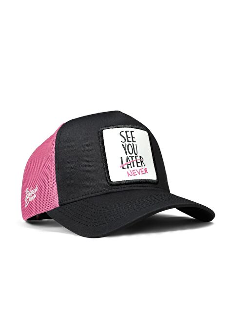 BlackBörk See You Later Never Logolu Siyah-Pembe Trucker Şapka
