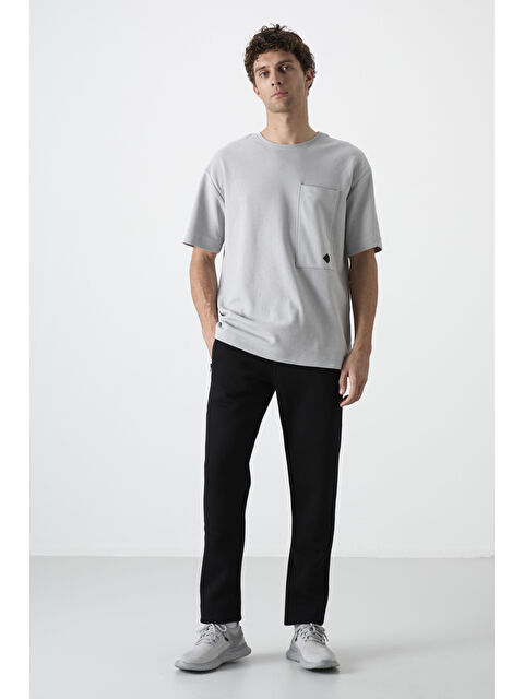 Air Jones Carlo Siyah Fermuar Cepli Şardonlu Erkek Eşofman Alt - 84942 - S000083568-19351