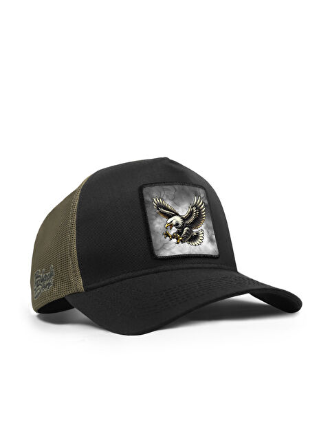 BlackBörk Kartal Logolu Cordura Siyah-Haki Trucker Şapka