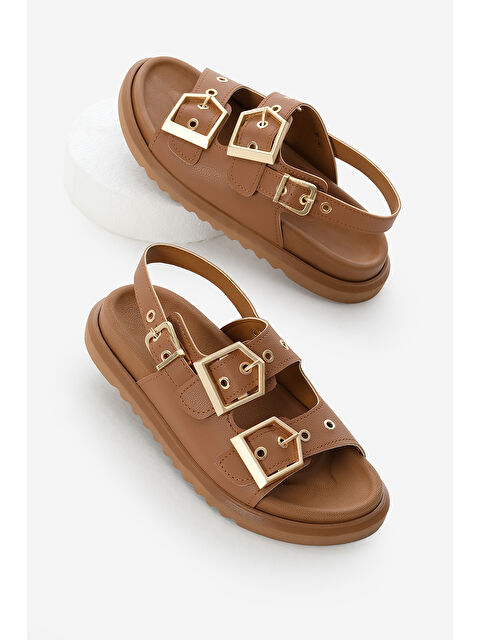 TONNY BLACK Kadın Taba Poli Taban Çift Bantlı Tokalı Sandalet - S000493947-19413