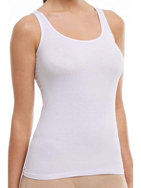 Tutku Elit 3'lü Kadın Beyaz Modal Kalın Askılı Elastan Atlet - S000222861-20063