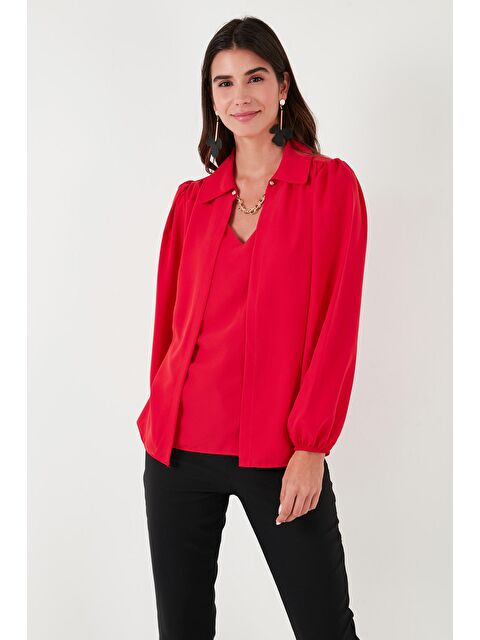 Lela Regular Fit V Yaka Balon Kol Bluz 611Bz0353 - S000159693-20045