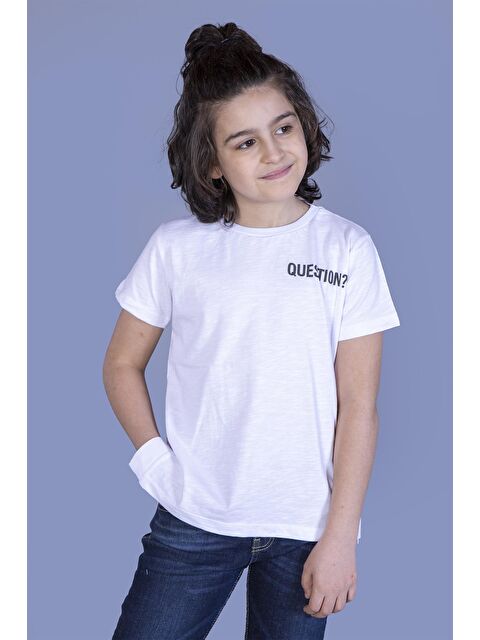 Toontoykids Erkek Çocuk Yanları Yırtmaç Detaylı Questıon Baskılı Tişört - S000250866-20063