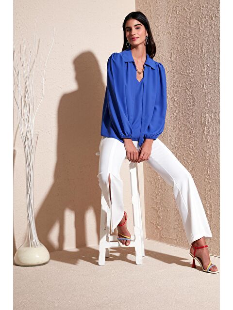 Lela Regular Fit V Yaka Balon Kol Bluz 611Bz0353 - S000159693-23710