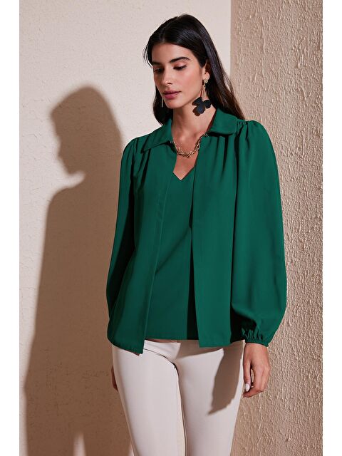 Lela Regular Fit V Yaka Balon Kol Bluz 611Bz0353 - S000159693-18709