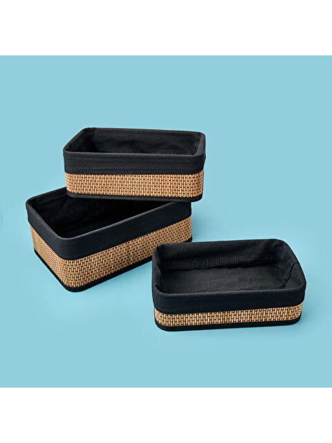Simple Living 3'lü Bambu Sepet - Kahverengi / Siyah - S000475607-37322