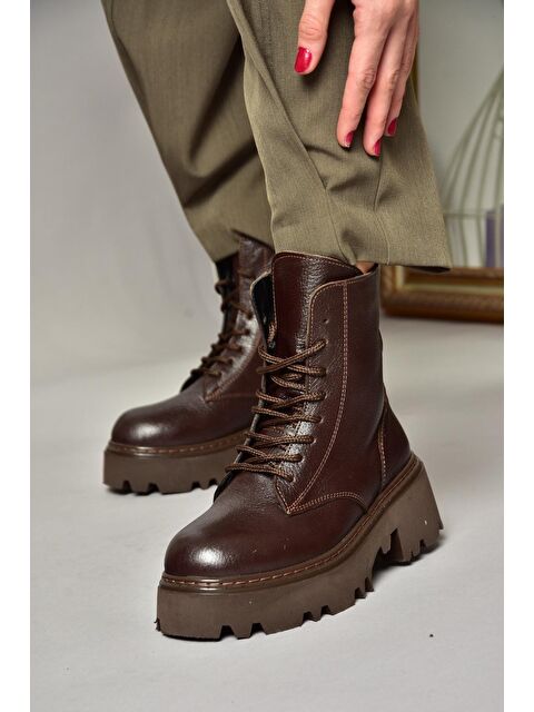 Fox Shoes T3801700 Kahverengi Hakiki Deri Kadın Bot - S000298421-19413