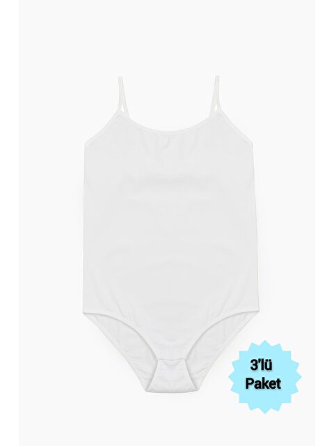 Tutku Elit 3'lü Kadın Beyaz Modal İp Askılı Çıtçıtlı Atlet - S000222858-20063