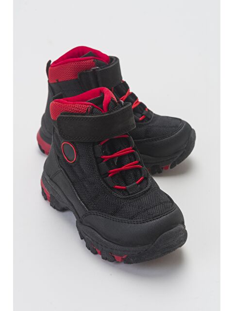 Mnpc Erkek Çocuk Siyah-Kırmızı Suya Dayanıklı Microfiber Trekking Bot - S000447460-37434
