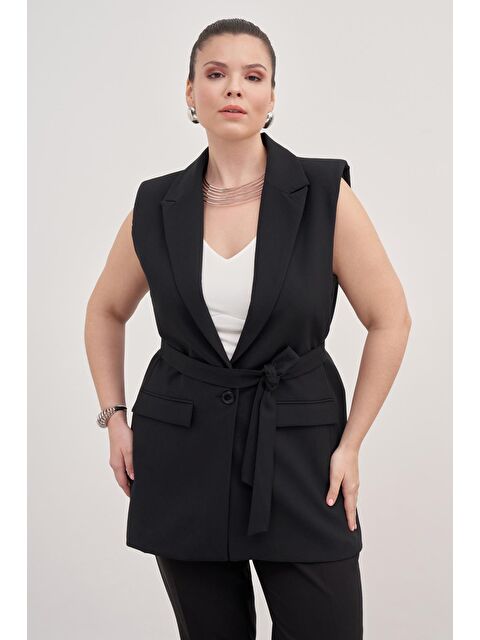 Mylinemoda Astarlı Kuşaklı Uzun Yelek - S000242347-19351