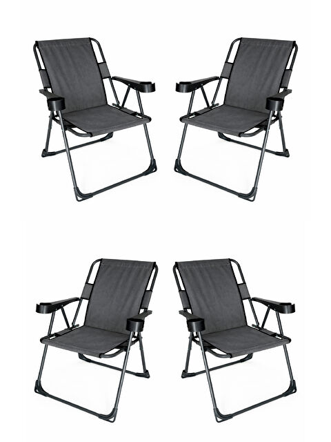 WALKE 4 Lü Lux Katlanır Kamp Sandalyesi Gri - S000521807-29666