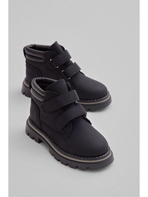 TONNY BLACK Çocuk Unisex Siyah Siyah Kalın Termo Taban Sıcak Astarlı Çift Cırtlı Bot - S000493921-19351