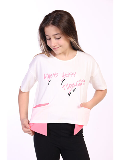 Toontoykids Kız Çocuk Always Happy Baskılı Tişört - S000376318-19965