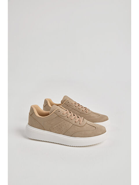 TONNY BLACK Erkek Bej Kalın Faylon Hafif Taban Bağcıklı Spor Ayakkabı - S000493877-19928