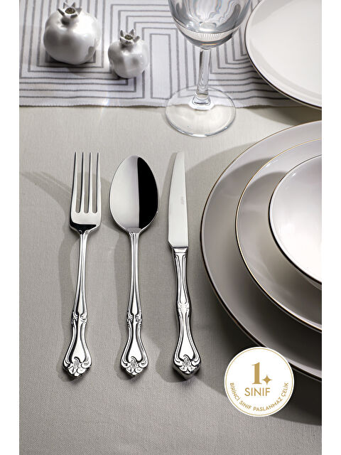 Nehir Lalezar Sade 6 Kişilik 18 Parça Kutulu Çatal Kaşık Bıçak Takımı - S000495089-18105