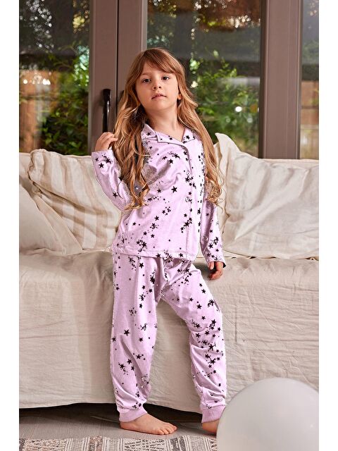 ZEYLAND Kız Çocuk Gömlek Yaka Düğmeli Pijama Takımı - S000315160-20024