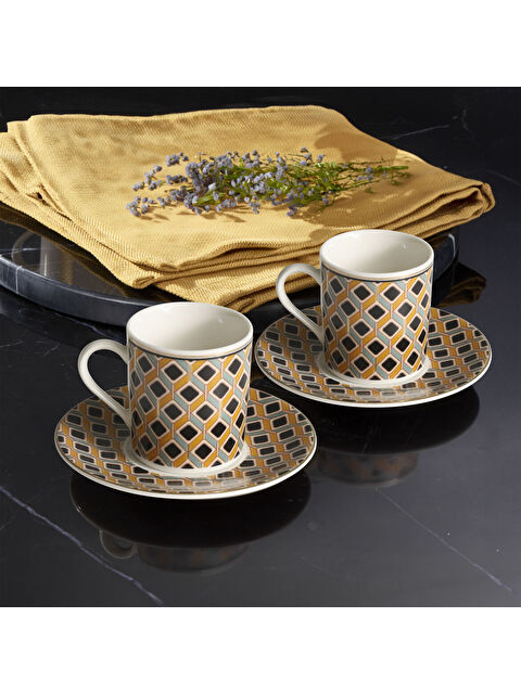 GÜRAL PORSELEN Camelia 12 Parça 6 Kişilik Kahve Takımı 65111 - S000274962-37646