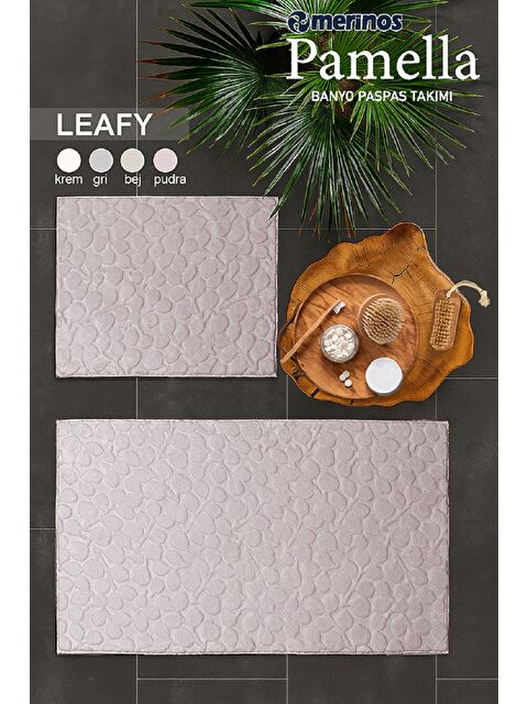 Merinos Pamella 2 Li Banyo Paspas Takımı Leafy Pudra PUDRA - S000503582-7152