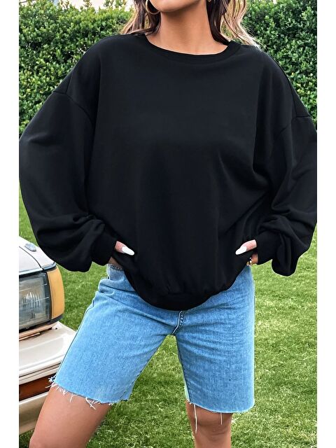 uyguntarz Unisex Drawing Butterflies Baskılı Bisiklet Yaka Sweatshirt - S000463124-19351