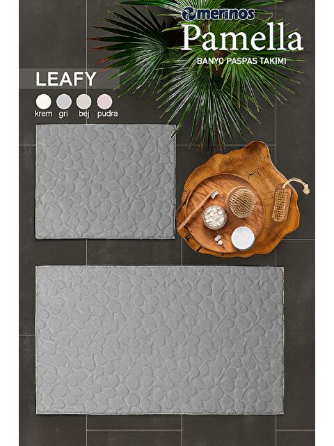 Merinos Pamella 2 Li Banyo Paspas Takımı Leafy Gri GRI - S000503583-20600