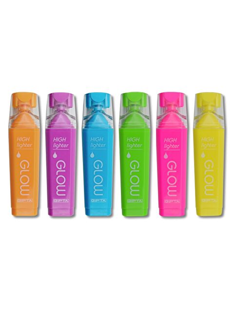 Gıpta Glow Kesik Uç Neon Fosforlu Kalem 6 Renk Set (Turuncu-Mavi-Mor-Sarı-Pembe-Yeşil) - S000277819-27074