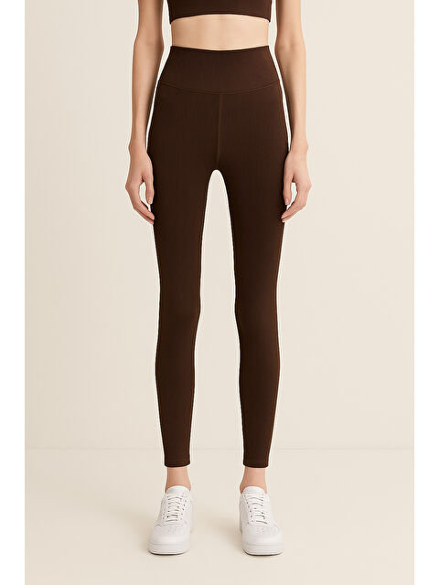 Hnx Yüksek Bel Toparlayıcı Ripli Fitilli Spor Kadın Tayt - S000397357-19291