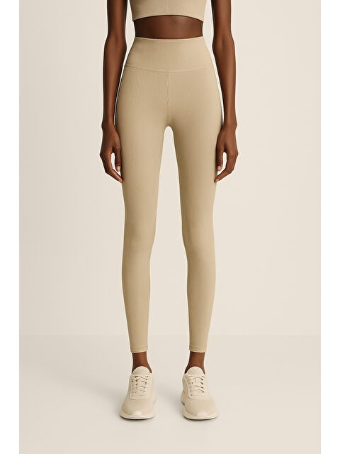 Hnx Yüksek Bel Toparlayıcı Ripli Fitilli Spor Kadın Tayt - S000397357-29738