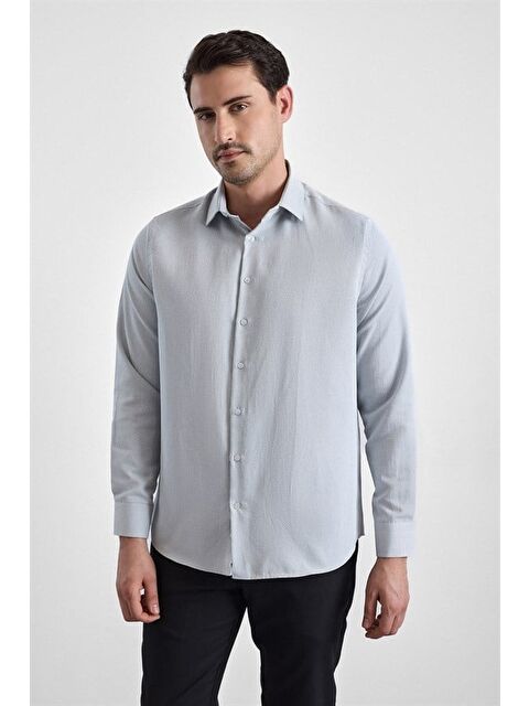 Süvari Gri Regular Klasik Yaka Casual Gömlek