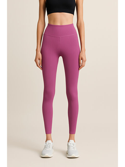 Hnx Yüksek Bel Toparlayıcı Ripli Fitilli Spor Kadın Tayt - S000397357-20036