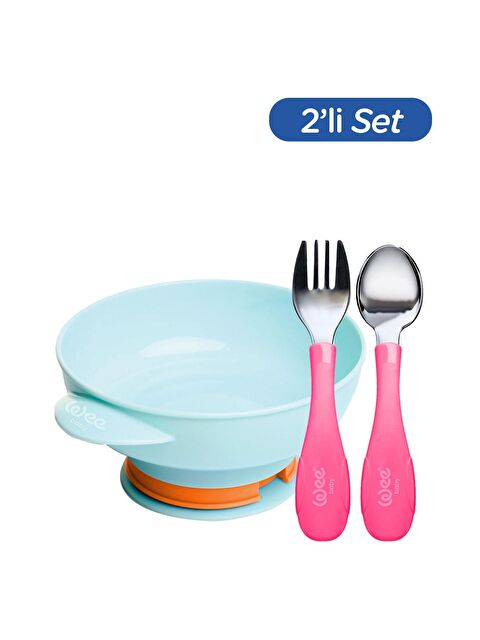 WEE BABY Süper Vakumlu Tabak ve Çelik Kaşık Çatal Seti Kız - S000502787-37373