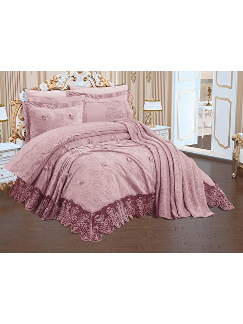 Çeyiz Diyarı Fethiye Şönil Nakışlı 10 Parça Gelin Seti Pudra - S000495114-7152