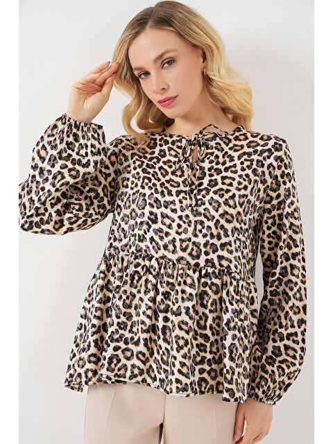 Bigdart Kadın Desenli Uzun Kol Bluz 970 - C. Kahverengi - S000412572-20637
