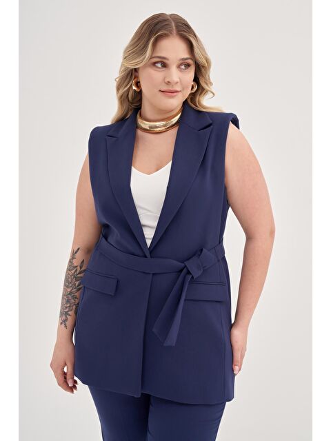 Mylinemoda Astarlı Kuşaklı Uzun Yelek - S000242348-21164