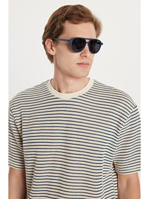 TUDORS Erkek Relax Fit Rahat Kesim Pamuklu Bisiklet Yaka Örme Tişört - S000524521-23173