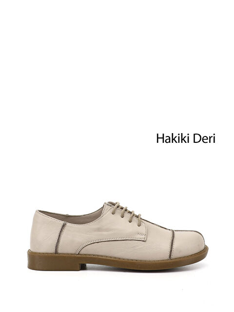 GÖNDERİ(R) Kadın YENİ BEJ Bağcıklı Hakiki Deri Oxford Ayakkabı - S000493617-29737