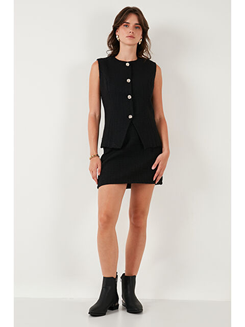 Lela Pamuk ve Yün Karışımlı Slim Fit Mini Boy Tüvit Etek 611AU086 - S000424855-19351