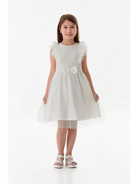 Fullamoda Kurdele Detaylı Kolu Fırfırlı Tüllü Kız Çocuk Elbise - S000380775-19965