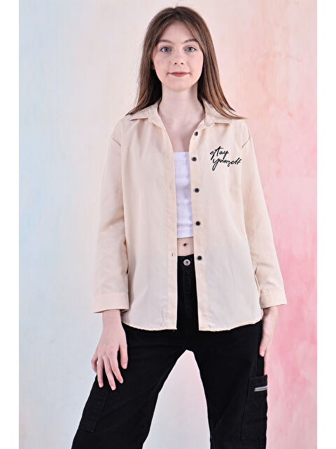 Modanino Kız Çocuk Panelli ve Yazı Baskılı Gömlek 6-15 Yaş 12255 - S000390547-19966