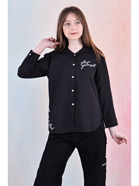Modanino Kız Çocuk Panelli ve Yazı Baskılı Gömlek 6-15 Yaş 12255 - S000390547-19351
