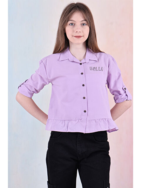Modanino Kız Çocuk Bel Detaylı-Taş Baskılı Crop Gömlek 6-15 Yaş 12254 - S000390548-17878
