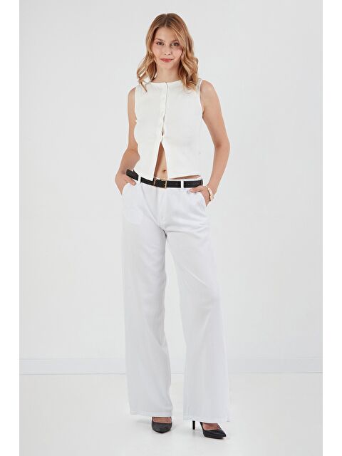 Fullamoda Beli Lastikli Düğmeli Lyocell Kumaş Pantolon - S000380984-20063